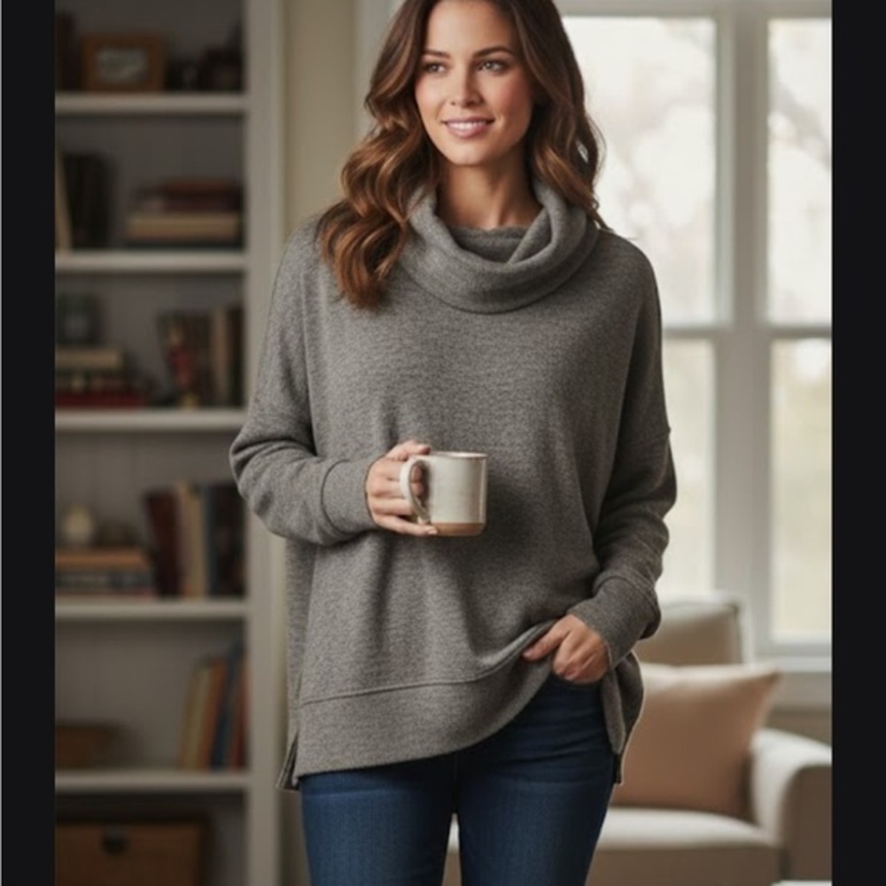 Fifteen Twenty Heather Gray Cowl Neck Sweater